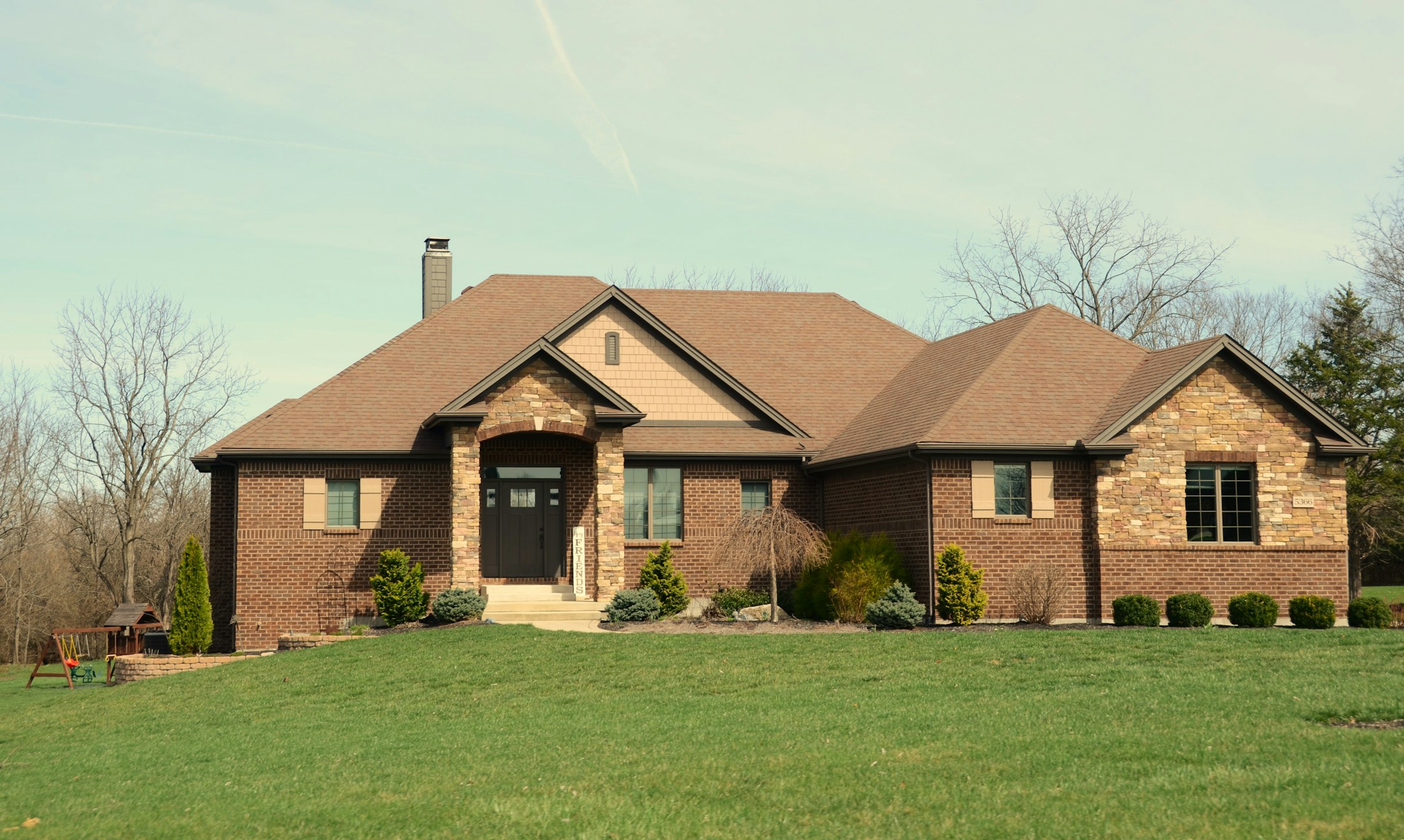 Completed residential masonry project in warm light
